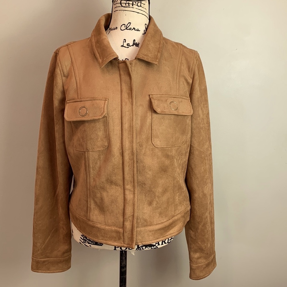 White House Black Market Cropped Faux Suede Jacket NEW! - Picture 7 of 10